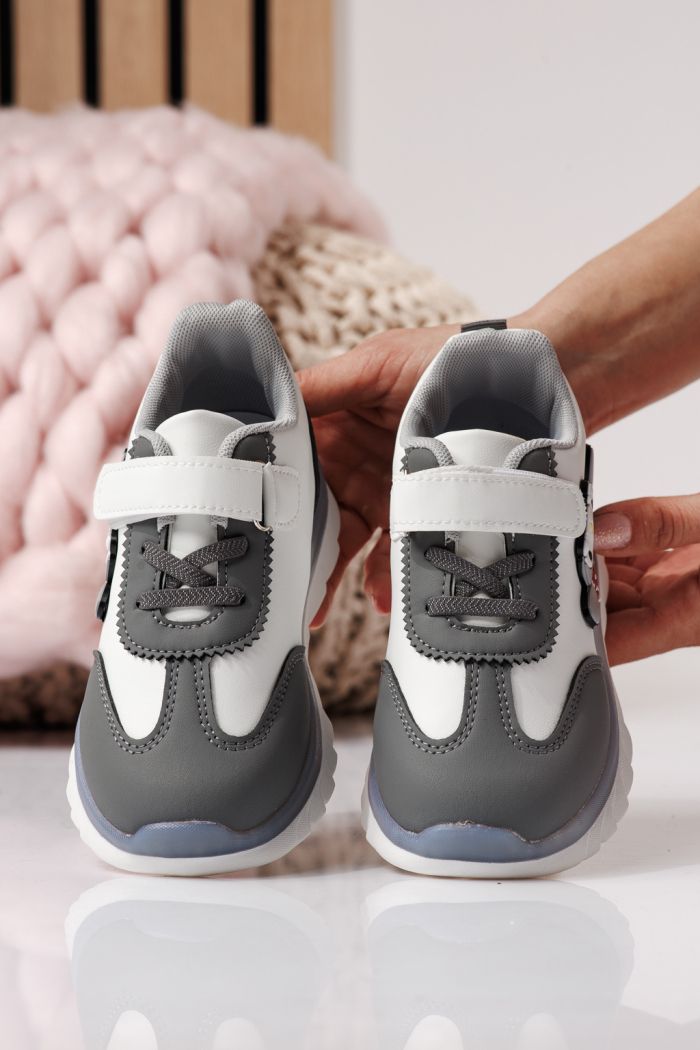 Детски маратонки сиви от еко кожа Luna #24334