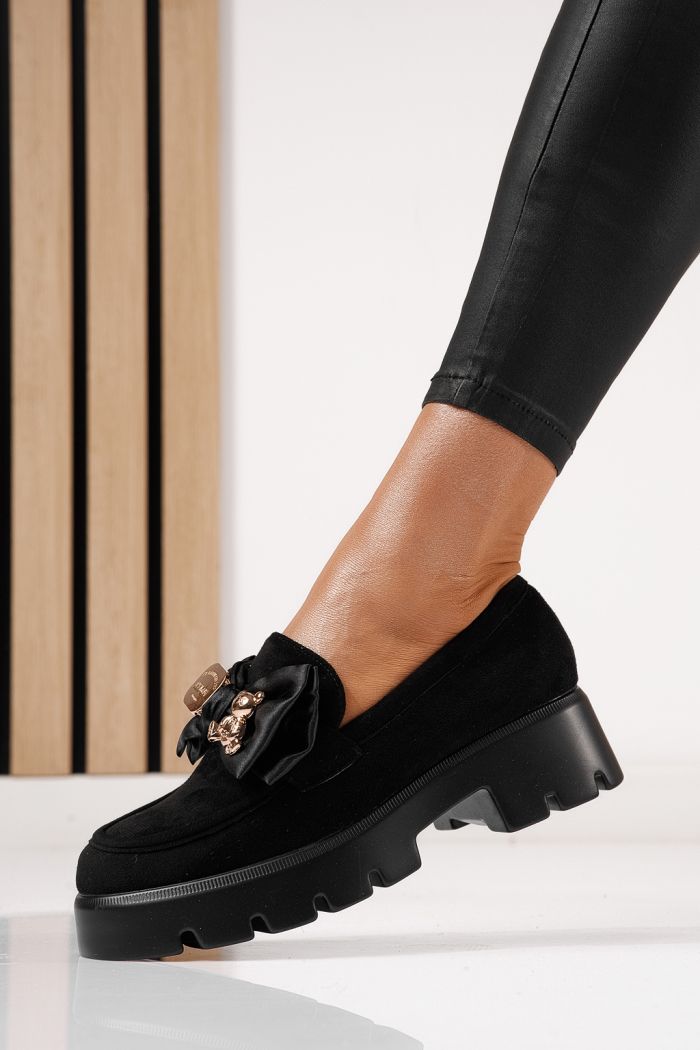 Всекидневни дамски обувки Natalia 2 от обърната еко кожа черни #16430