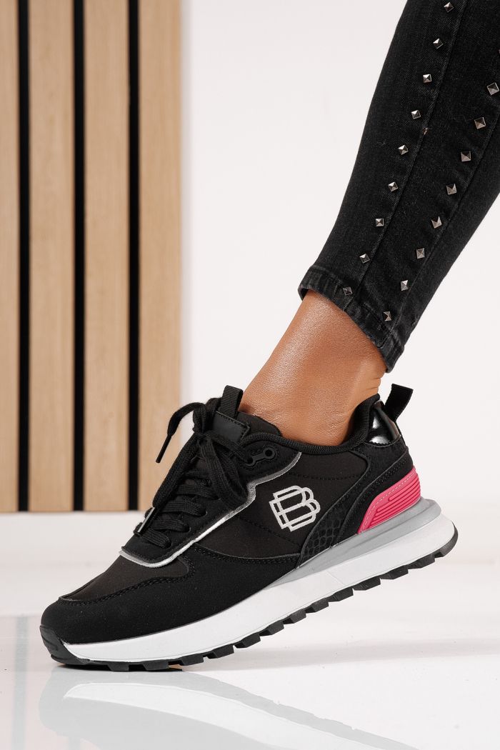 Дамски маратонки черни от текстилен материал Ava #24321