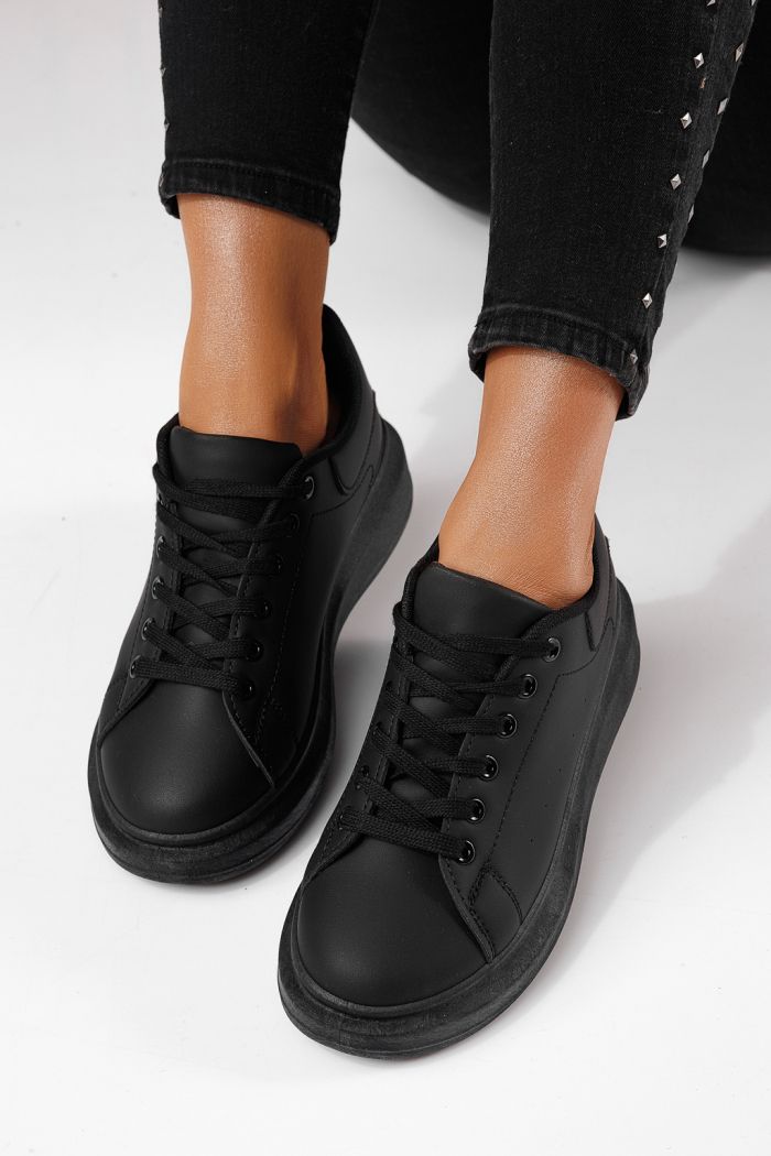 Дамски маратонки черни от еко кожа Sofia #24323