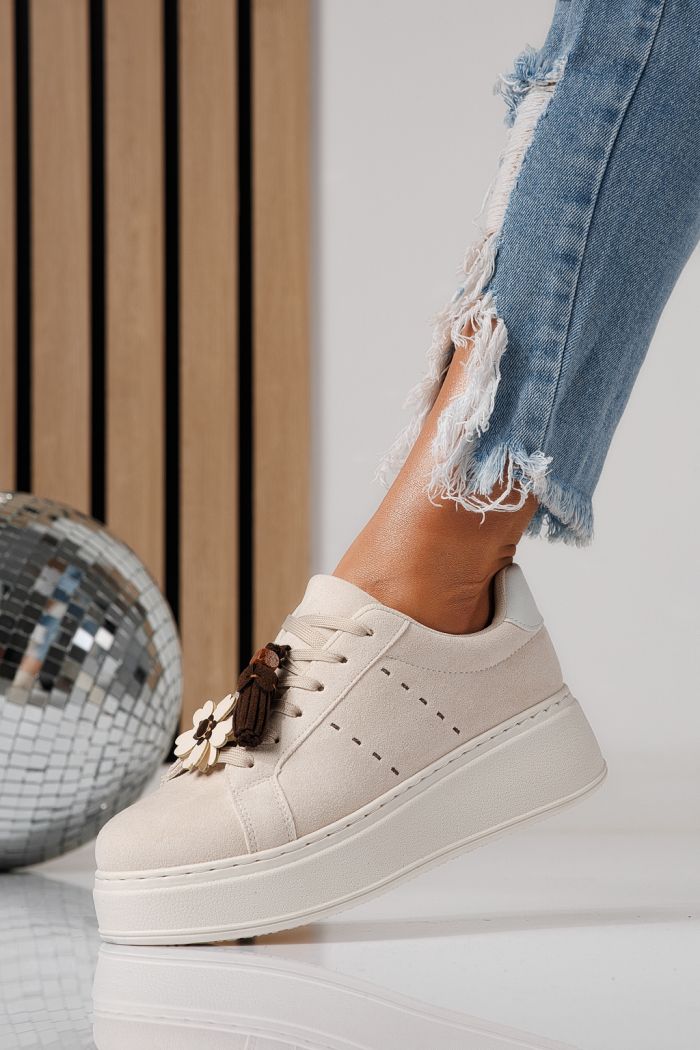 Дамски маратонки бежови от еко кожа Aliss #24316