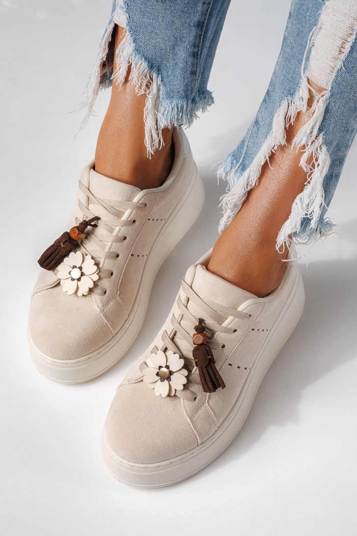 Дамски маратонки бежови от еко кожа Aliss #24316