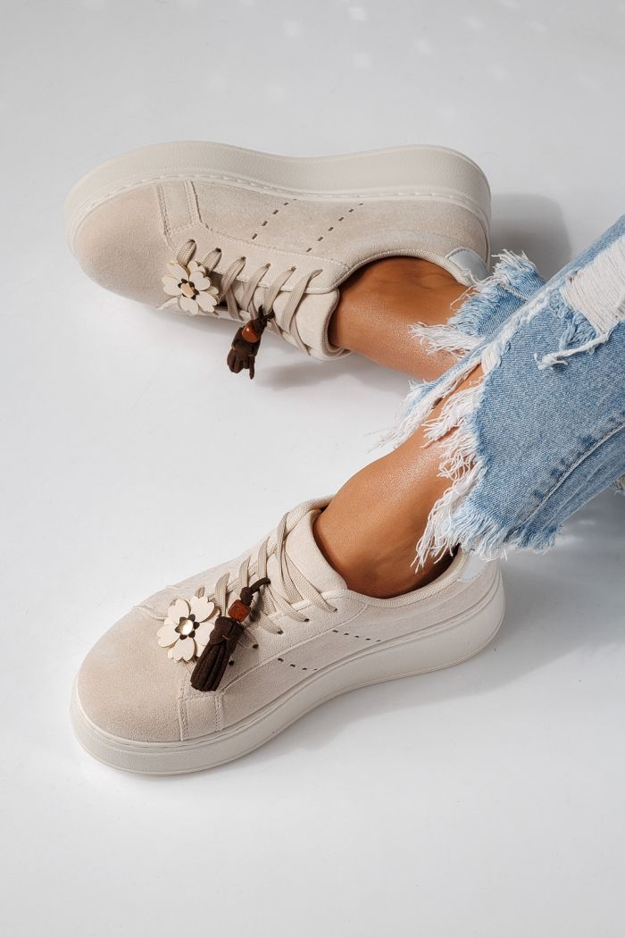 Дамски маратонки бежови от еко кожа Aliss #24316