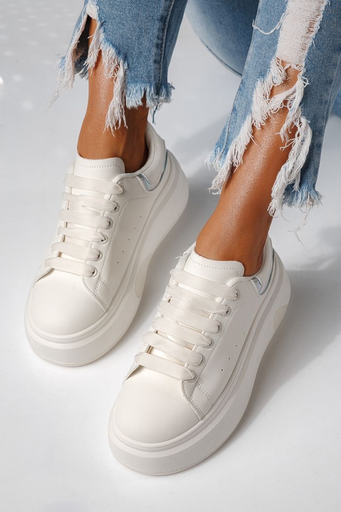 Дамски маратонки бели от еко кожа Anca #24285