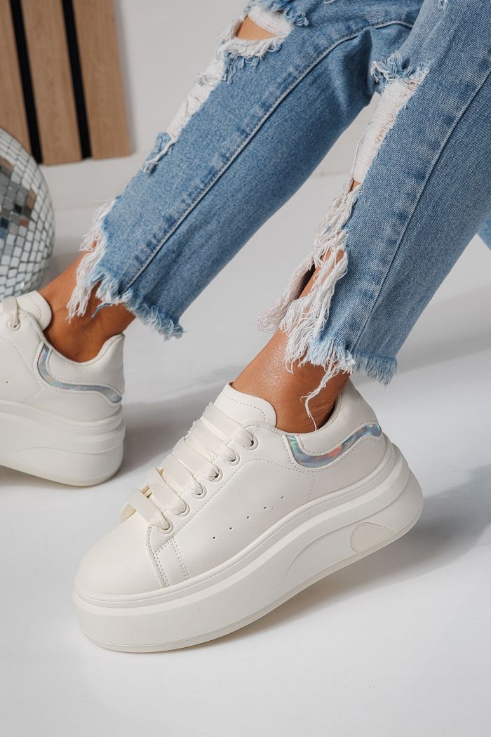 Дамски маратонки бели от еко кожа Anca #24285