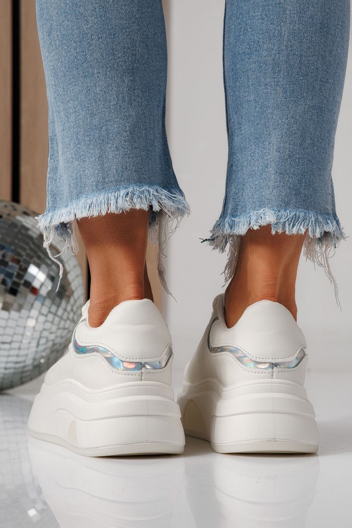 Дамски маратонки бели от еко кожа Anca #24285