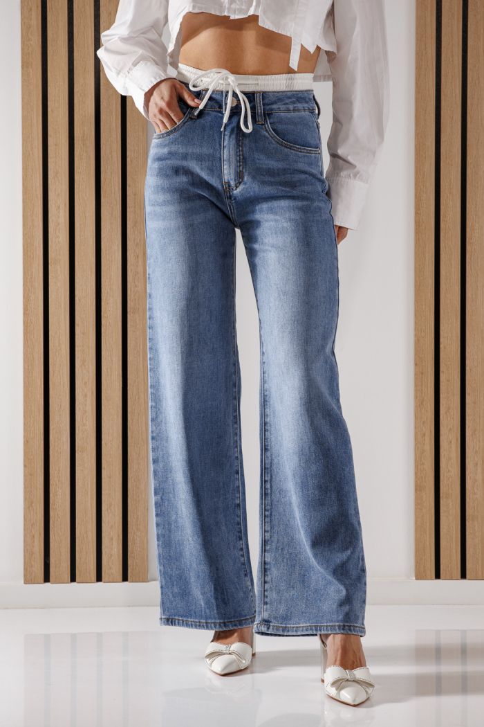 Дънки Wide Leg Дамски Ali сини #A1361