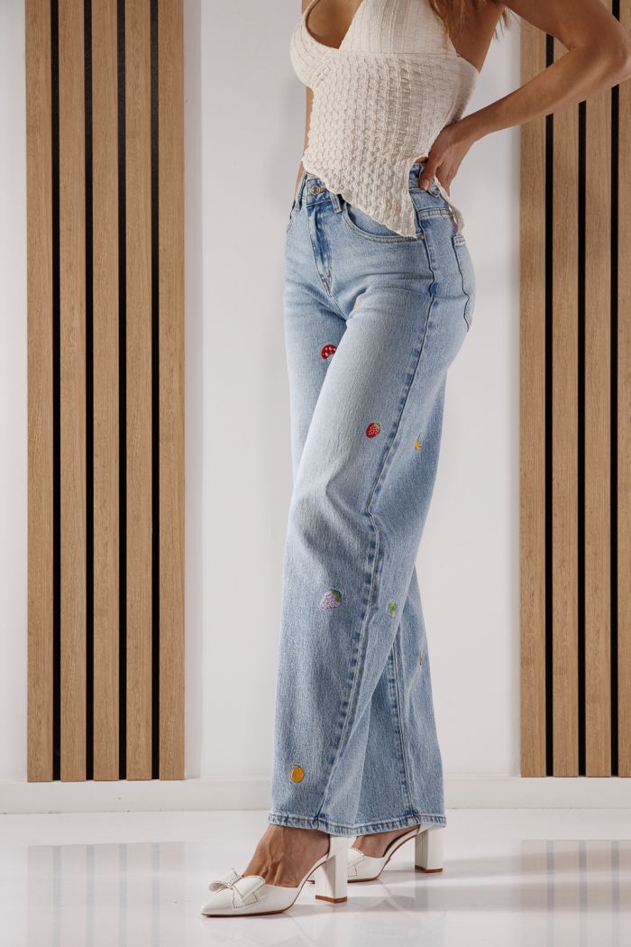 Дънки Wide Leg Дамски Briana сини #A1369