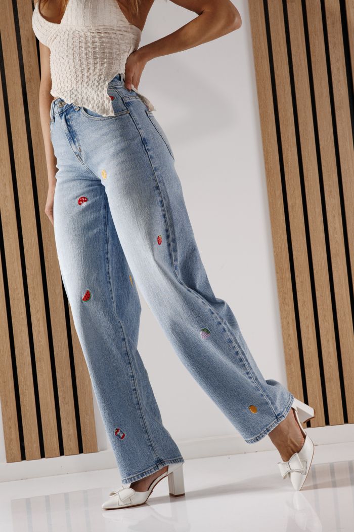 Дънки Wide Leg Дамски Briana сини #A1369