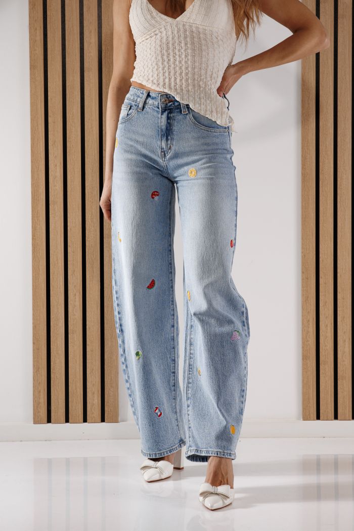 Дънки Wide Leg Дамски Briana сини #A1369