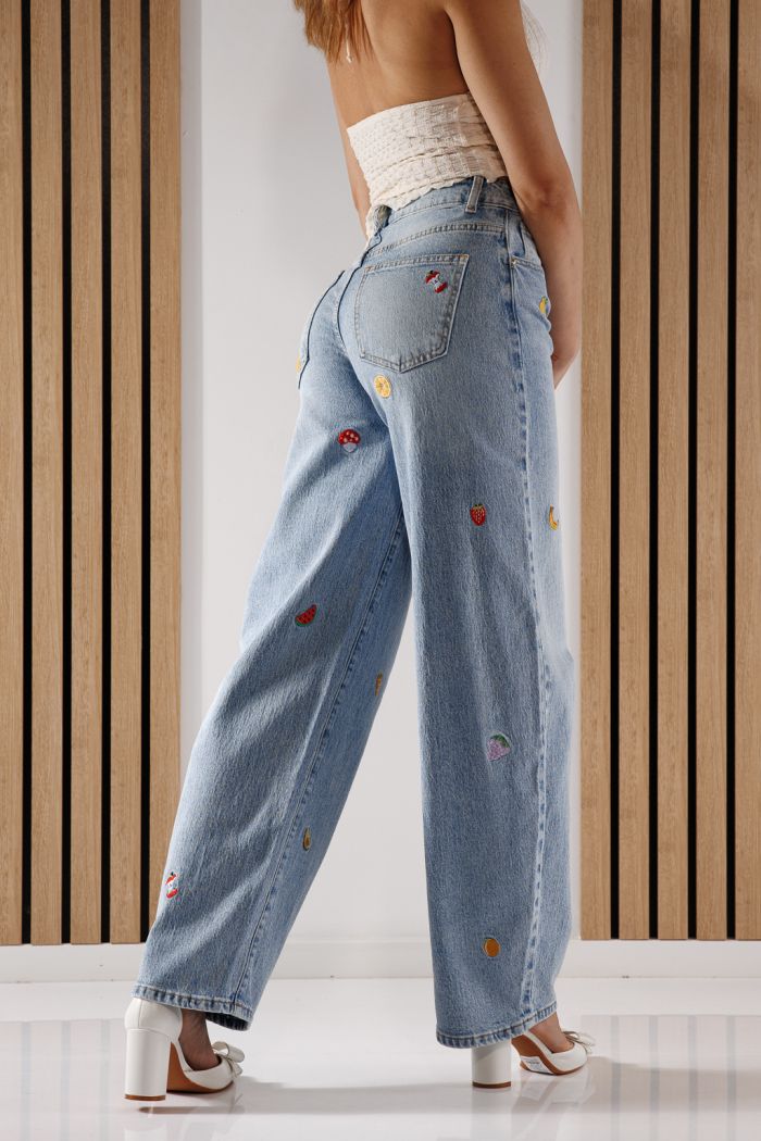 Дънки Wide Leg Дамски Briana сини #A1369