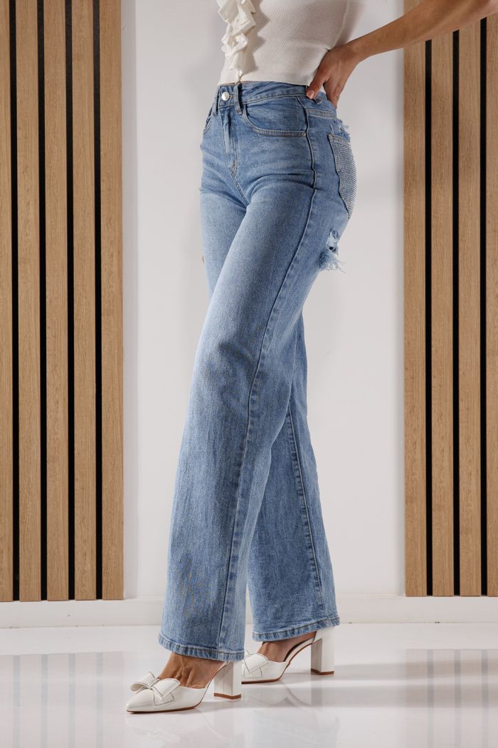 Дънки Wide Leg Дамски Maria сини #A1350