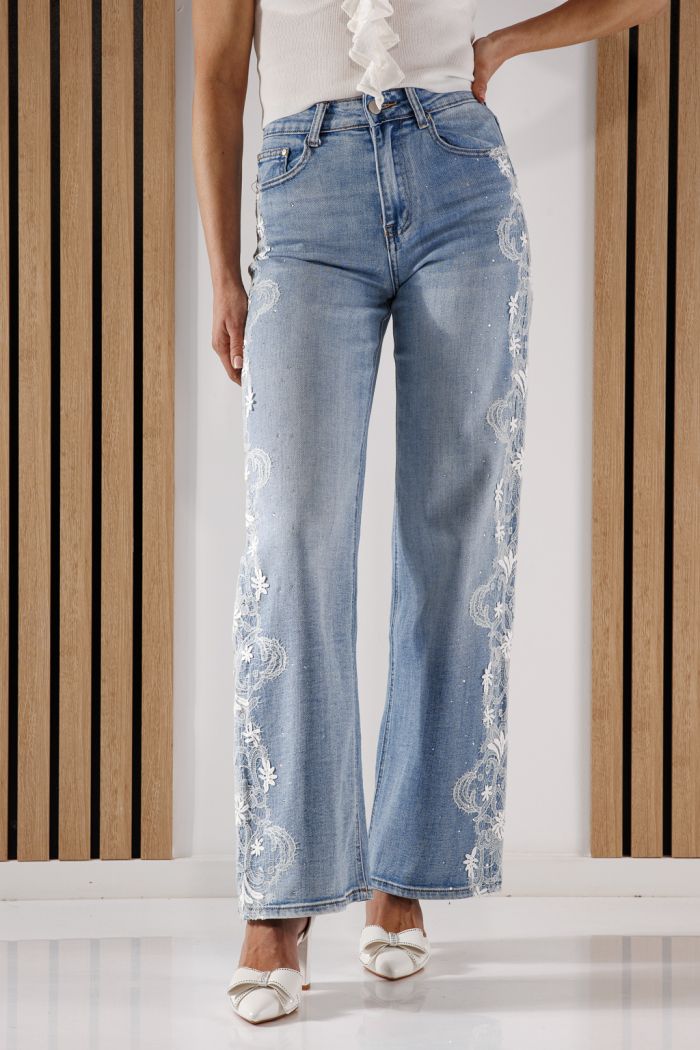 Дънки Wide Leg Дамски Kenya сини #A1354