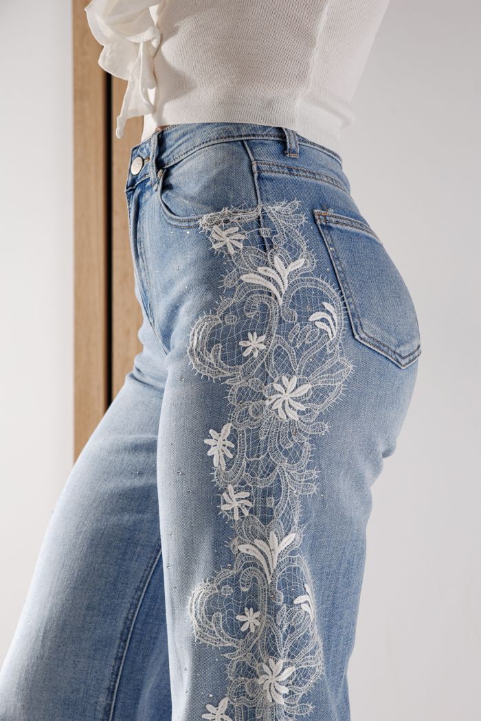 Дънки Wide Leg Дамски Kenya сини #A1354