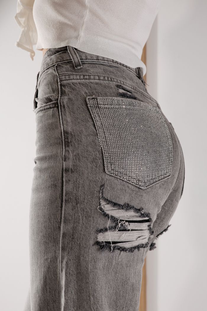 Дънки Wide Leg Дамски Maria сиви #A1348