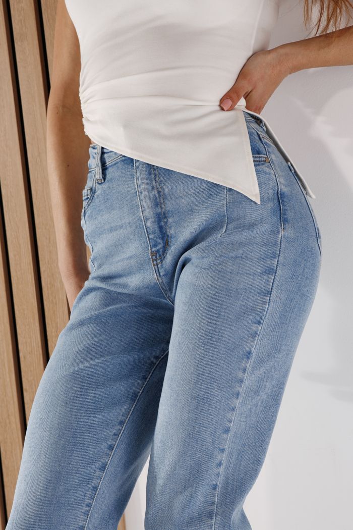 Дънки Baggy Fit Дамски Flori сини #A1352