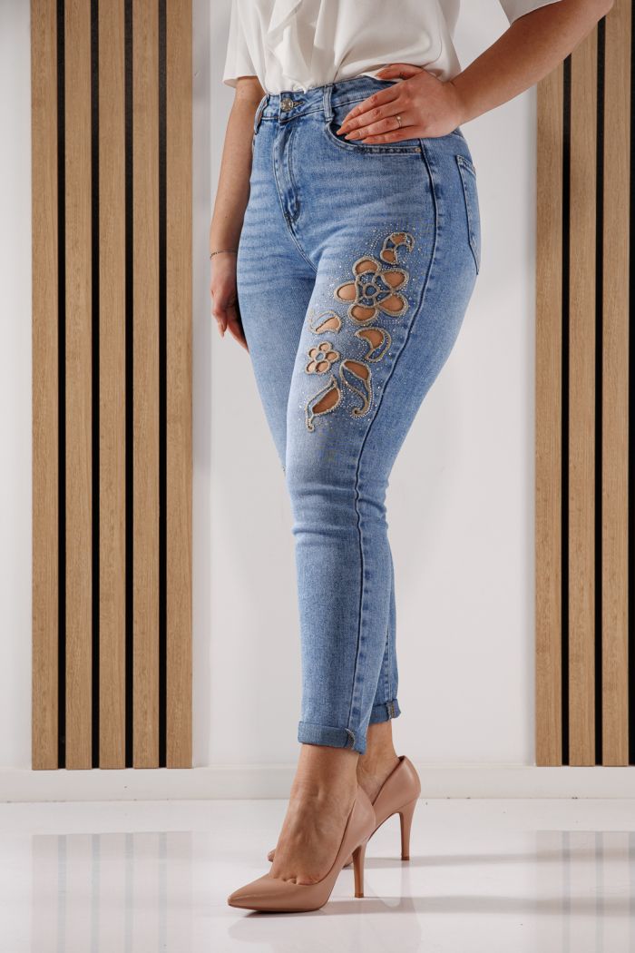 Дънки Mom Fit  Дамски Alexia сини #A1355