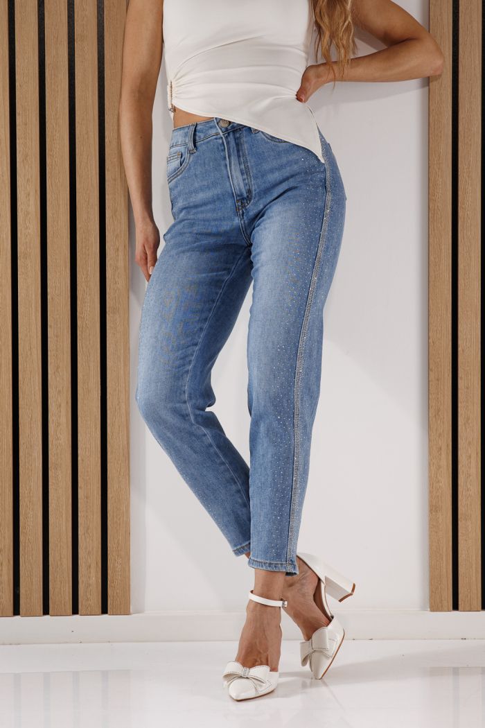 Дънки Baggy Fit Дамски Tina сини #A1365