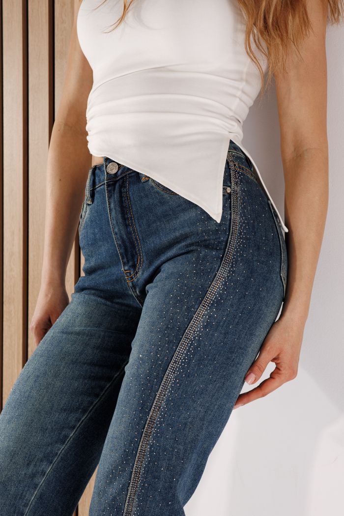 Дънки Baggy Fit Дамски Tina сини #A1364