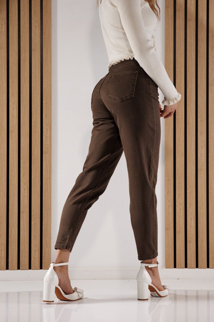 Дънки Baggy Fit Дамски Elena каки #A1372