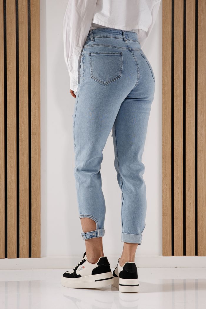 Дамски Дънки Boyfriend Flori Сини #A261