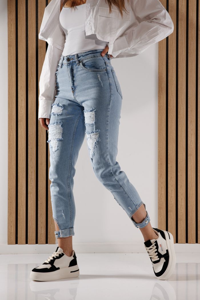 Дамски Дънки Boyfriend Flori Сини #A261