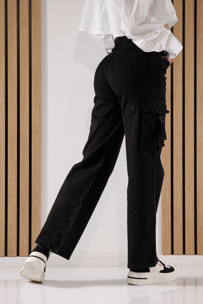 Дамски карго дънки Rosa Черни #A630