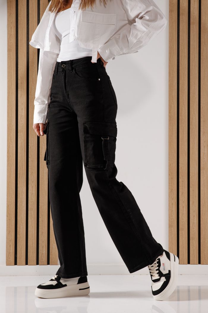 Дамски карго дънки Rosa Черни #A630