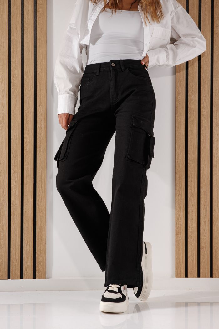 Дамски карго дънки Rosa Черни #A630