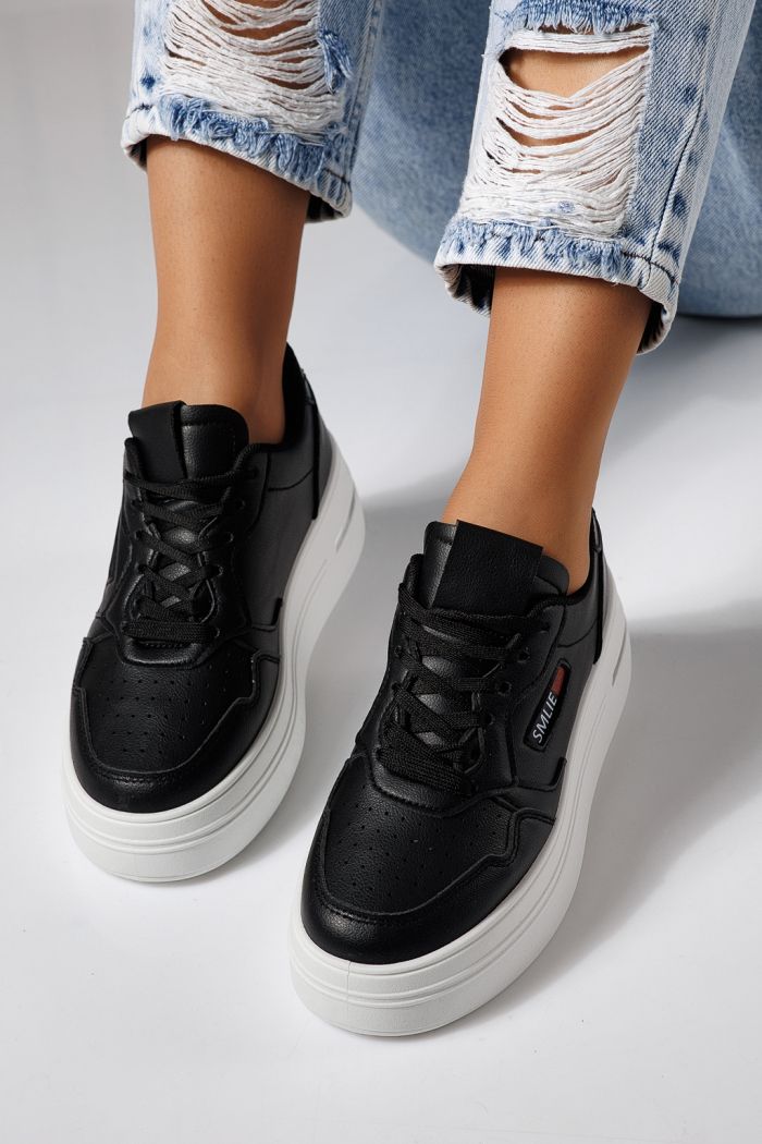 Дамски маратонки черни от еко кожа Sofia #24391