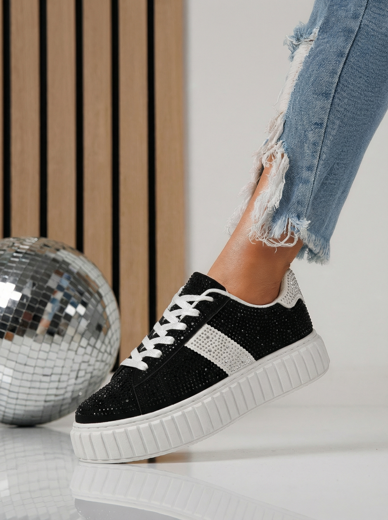 Дамски черни маратонки от екокожа Loris #24401