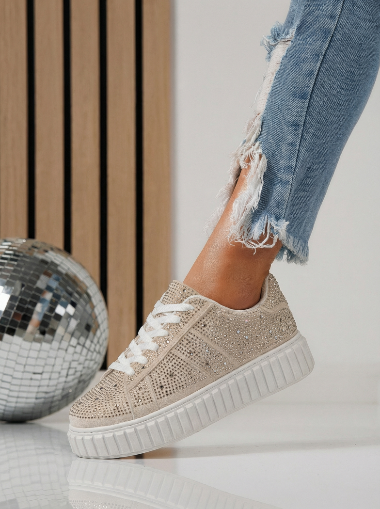 Бежови дамски маратонки от екокожа Loris #24402