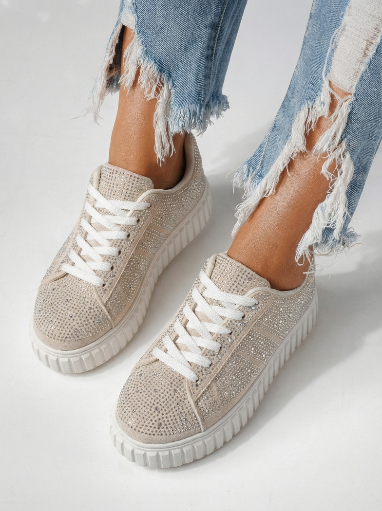 Бежови дамски маратонки от екокожа Loris #24402