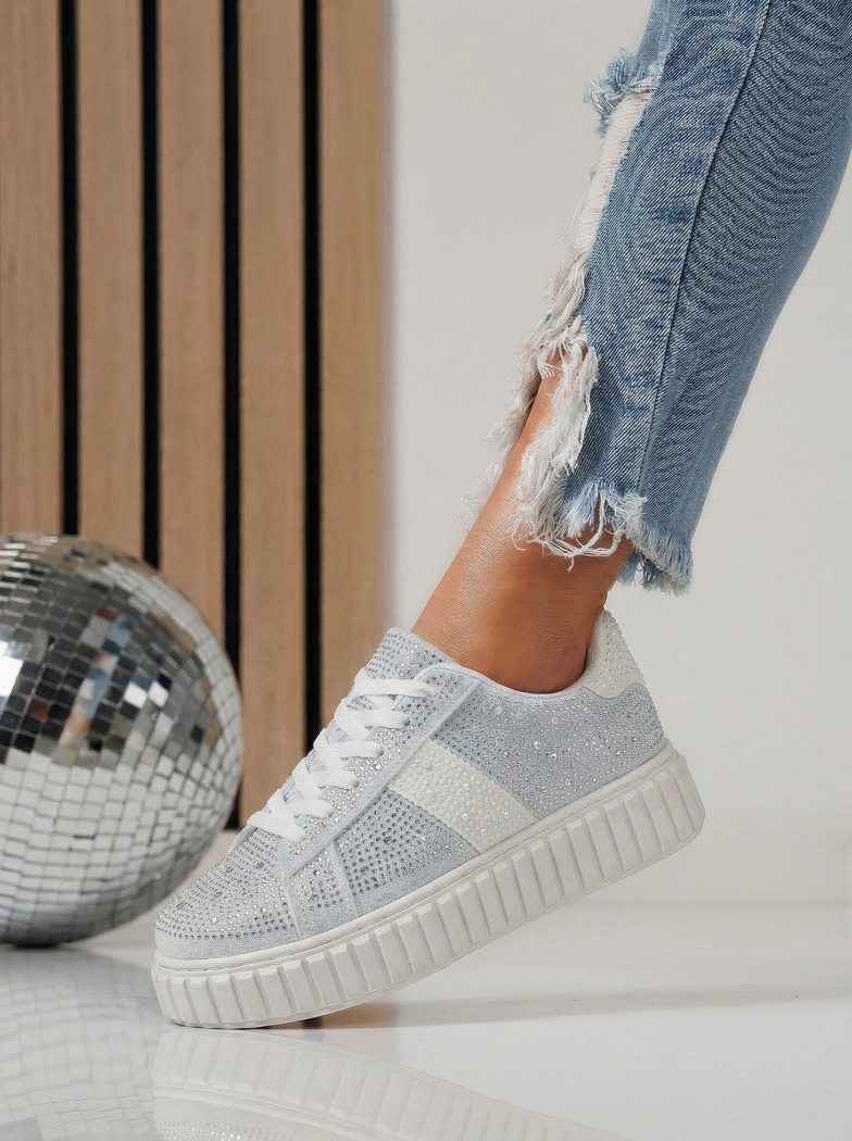 Дамски сини велурени маратонки Loris #24400