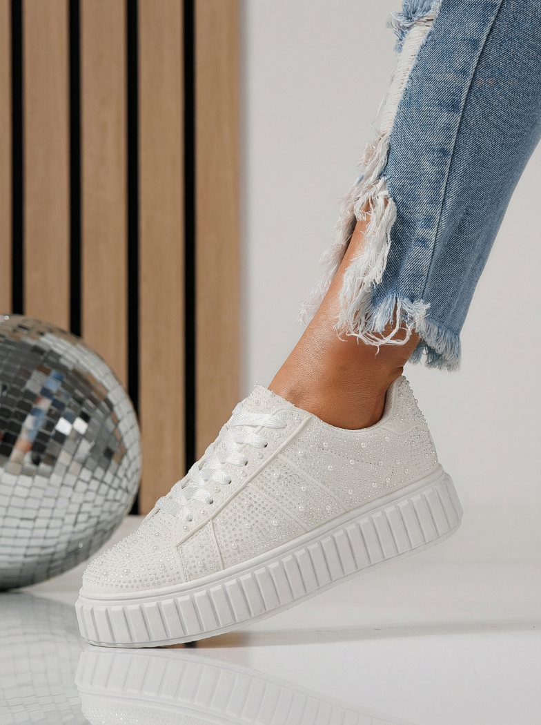 Дамски бели маратонки от екокожа Loris #24403