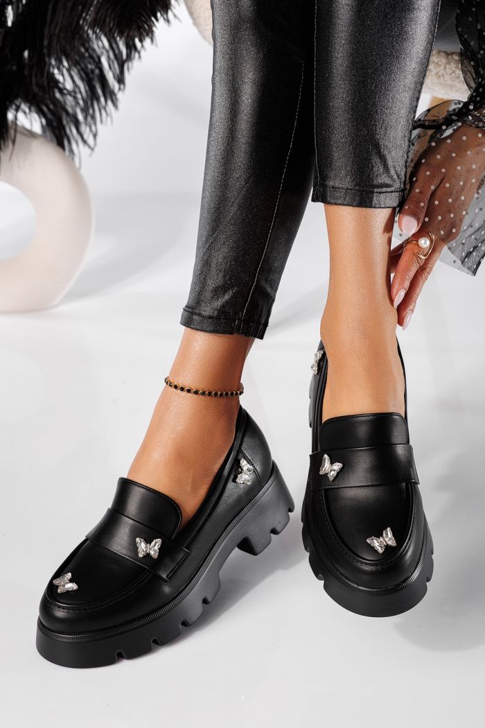 Всекидневни дамски обувки черни от еко кожа Ivi #24437