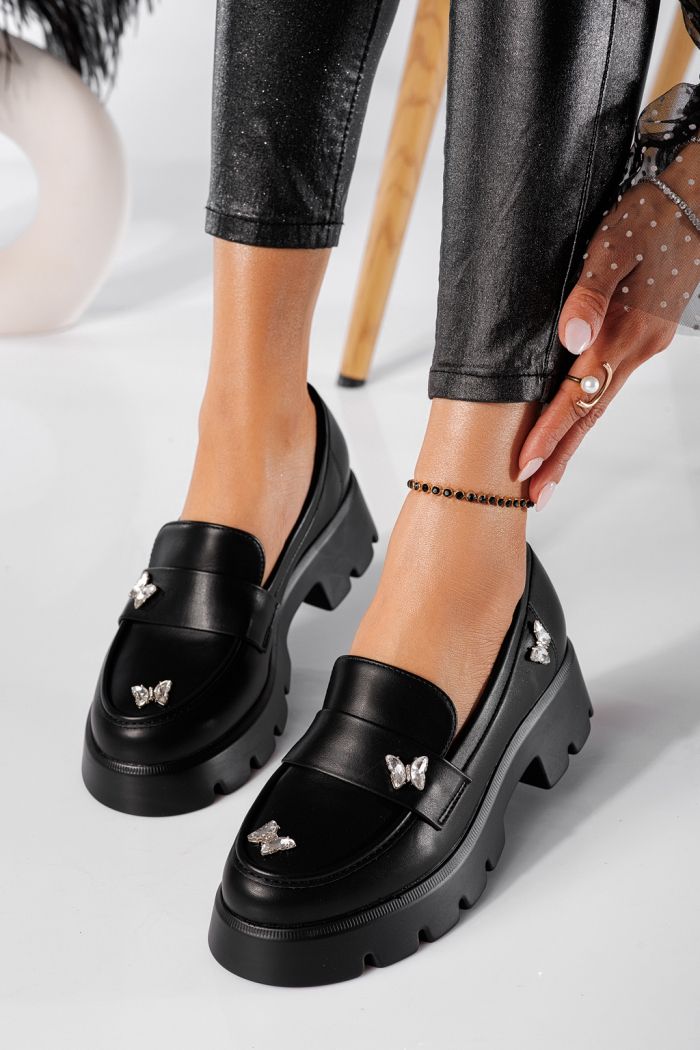 Всекидневни дамски обувки черни от еко кожа Ivi #24437