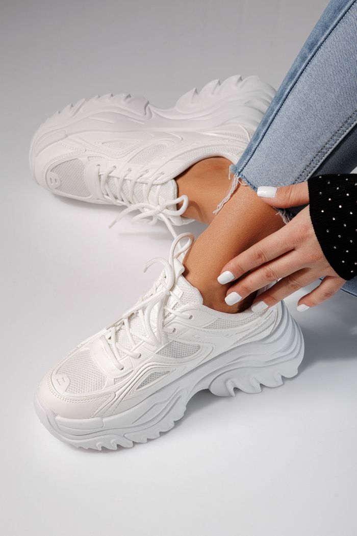 Дамски маратонки бели от текстилен материал Edith #24452