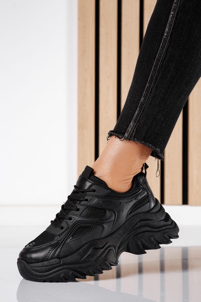 Дамски маратонки черни от текстилен материал Edith #24453