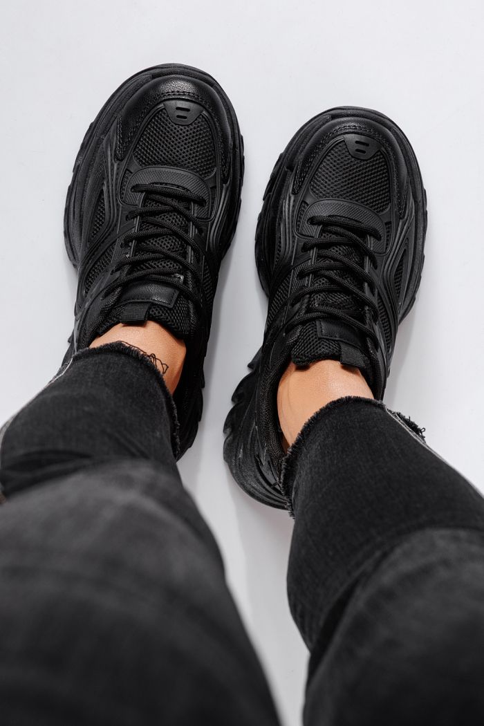 Дамски маратонки черни от текстилен материал Edith #24453