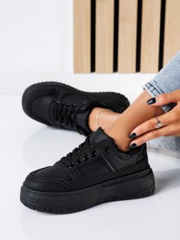 Дамски маратонки черни от еко кожа Mavis #24467