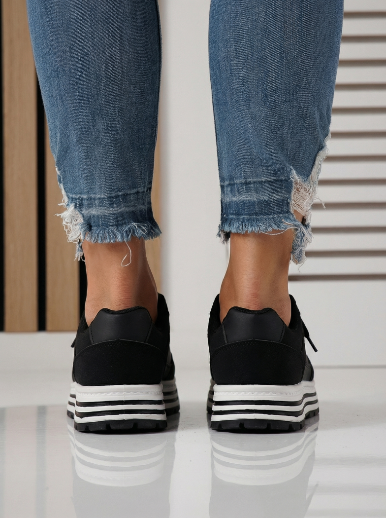 Дамски маратонки черни от еко кожа Tabitha #24457