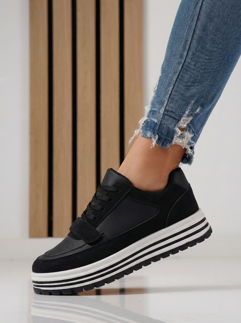 Дамски маратонки черни от еко кожа Tabitha #24457