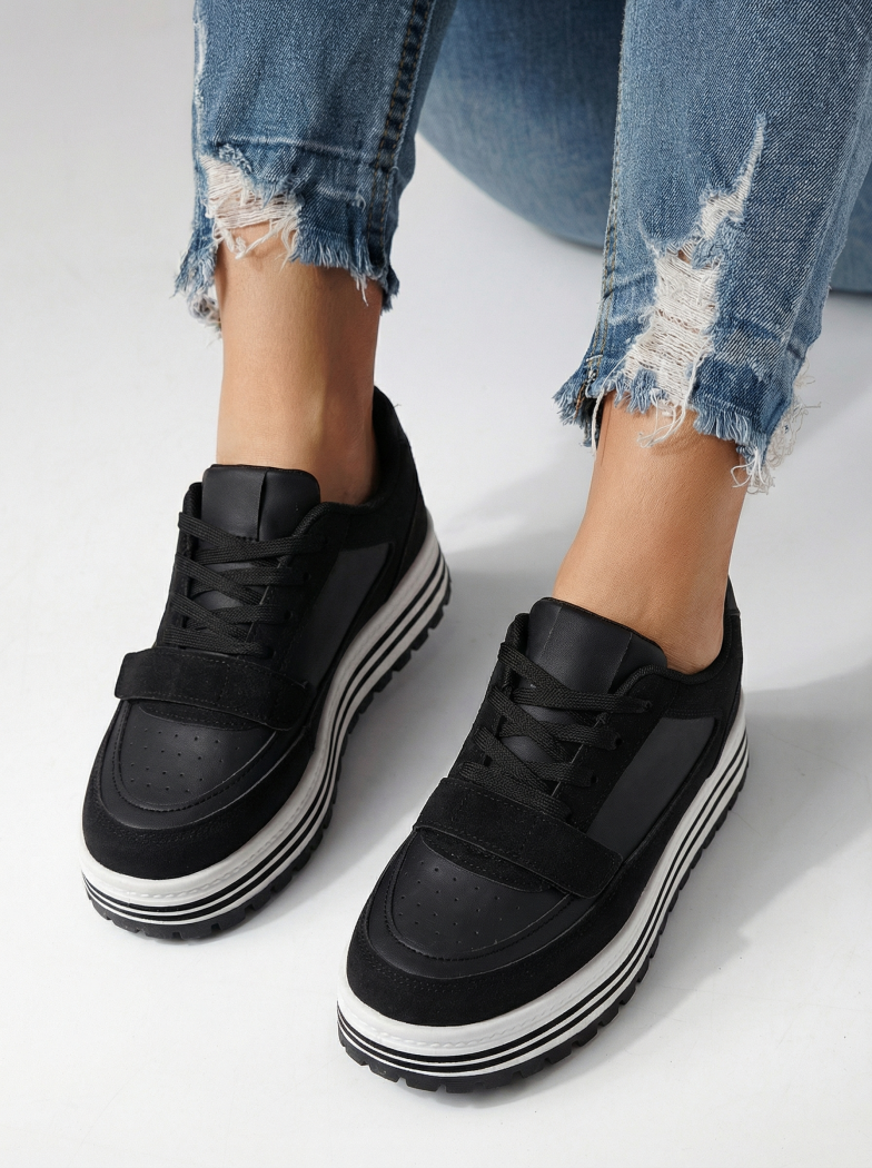 Дамски маратонки черни от еко кожа Tabitha #24457