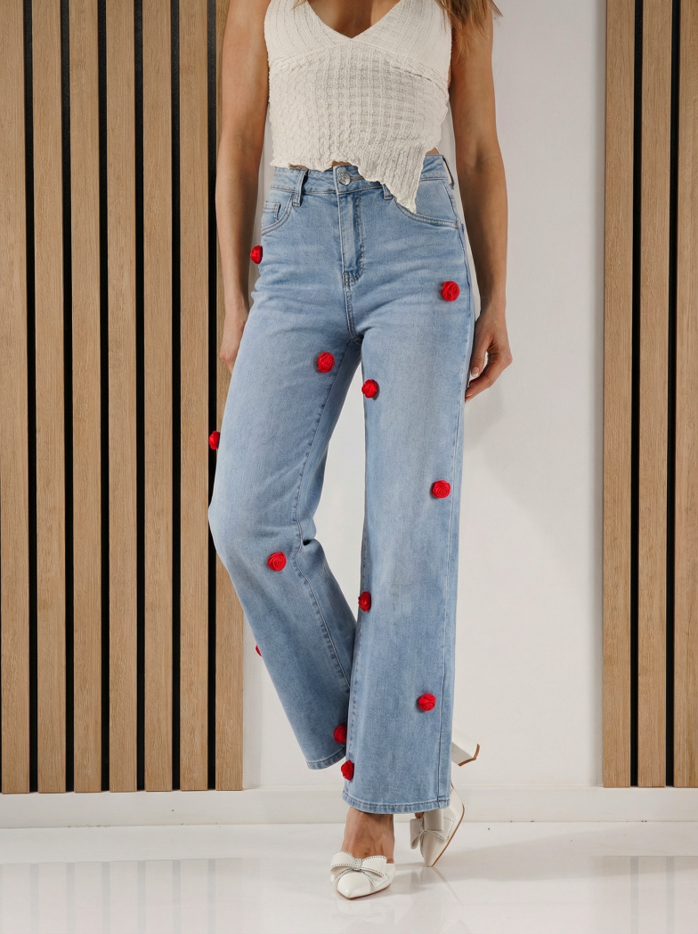 Дънки Wide Leg Дамски Lorete сини #A1387