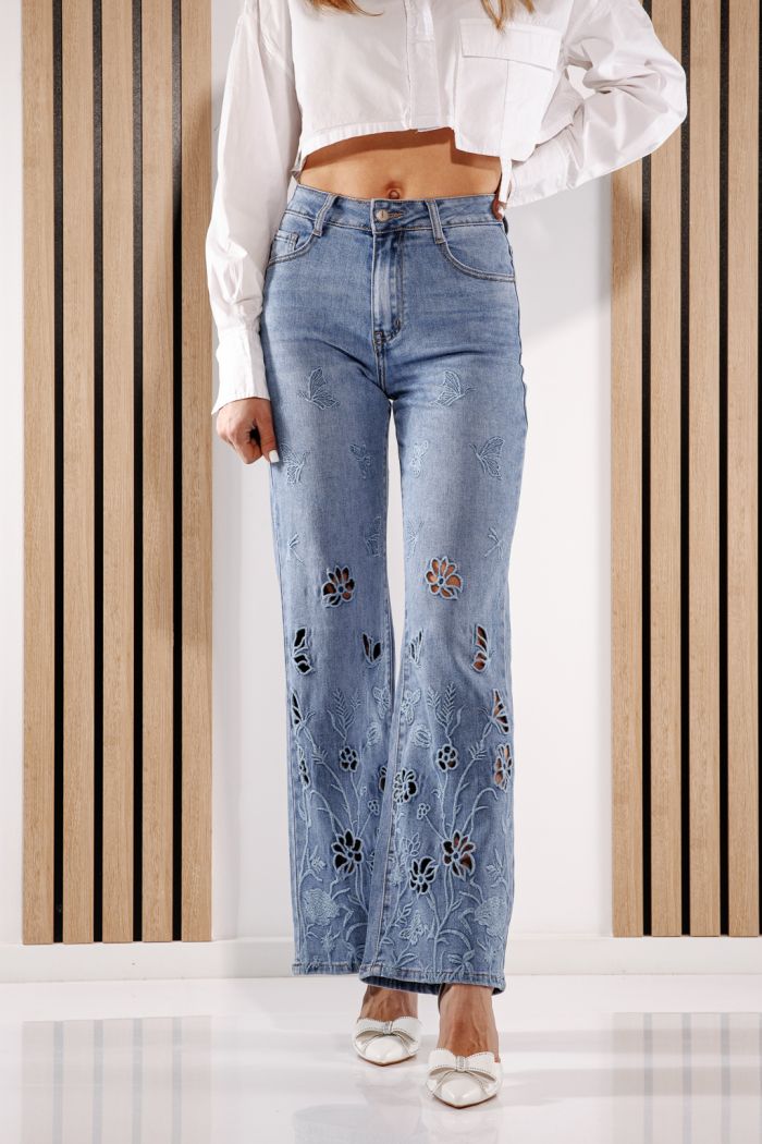 Разкроени дамски дънки Alyona Сини #A1383