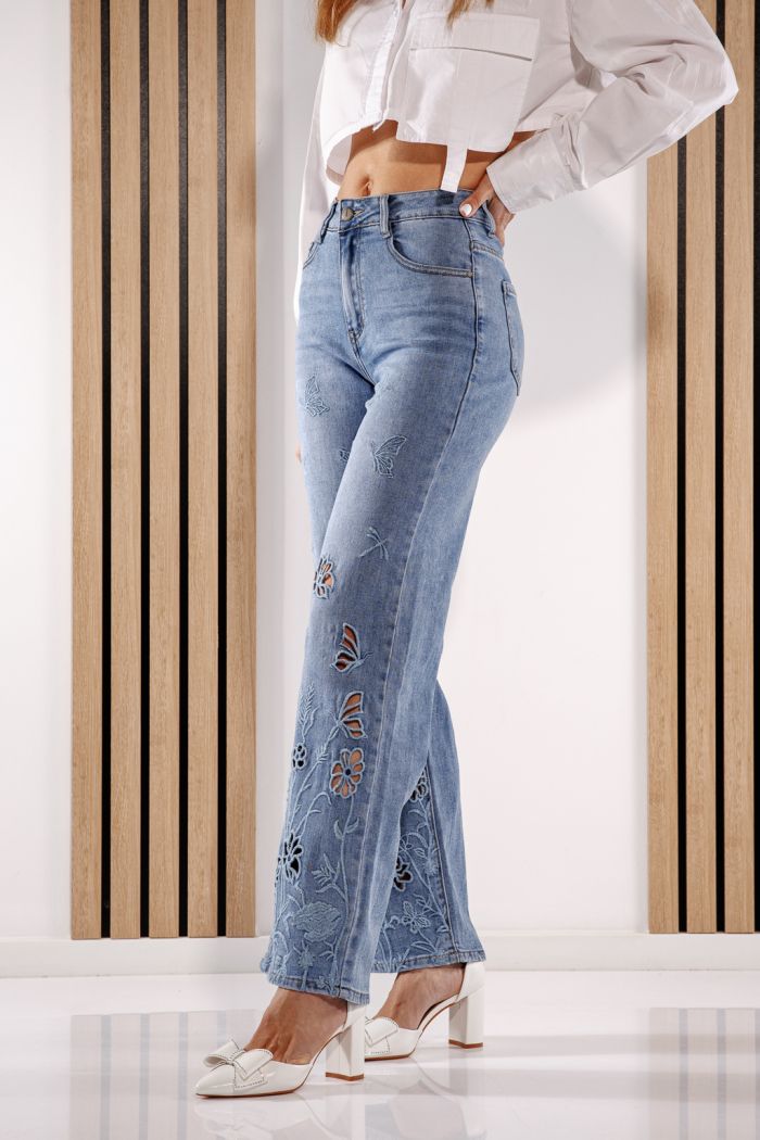 Разкроени дамски дънки Alyona Сини #A1383