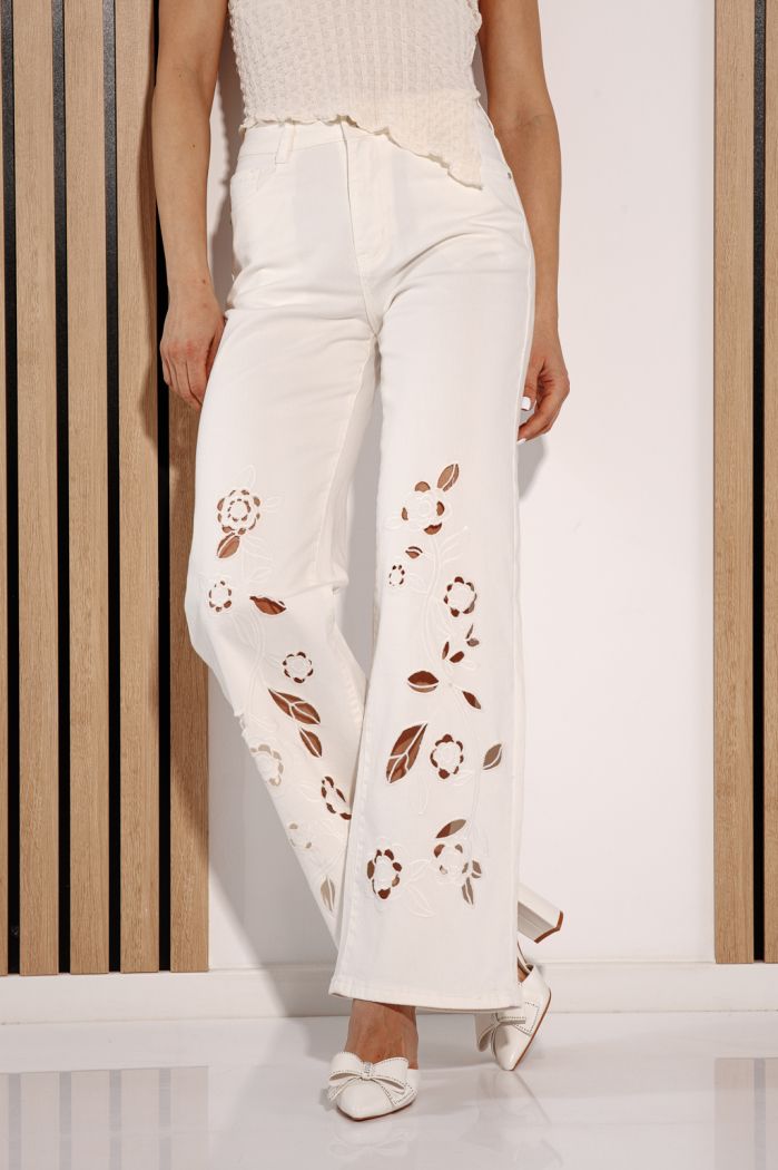 Разкроени дамски дънки Akeila бели #A1382