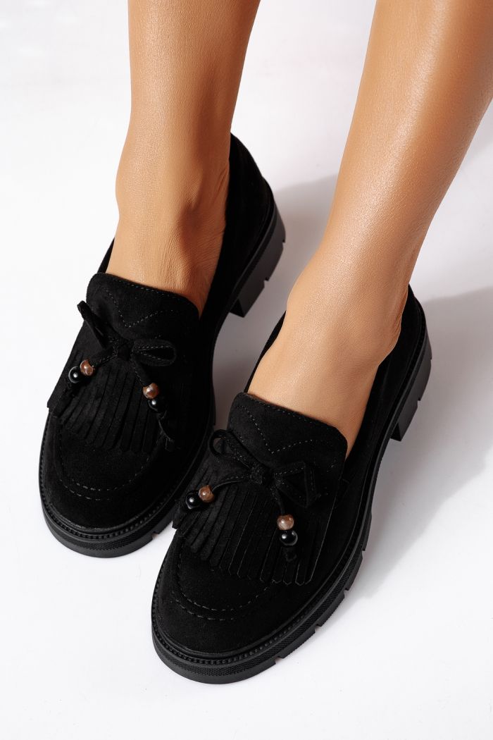 Всекидневни дамски обувки черни от обърната еко кожа Eliana #24440