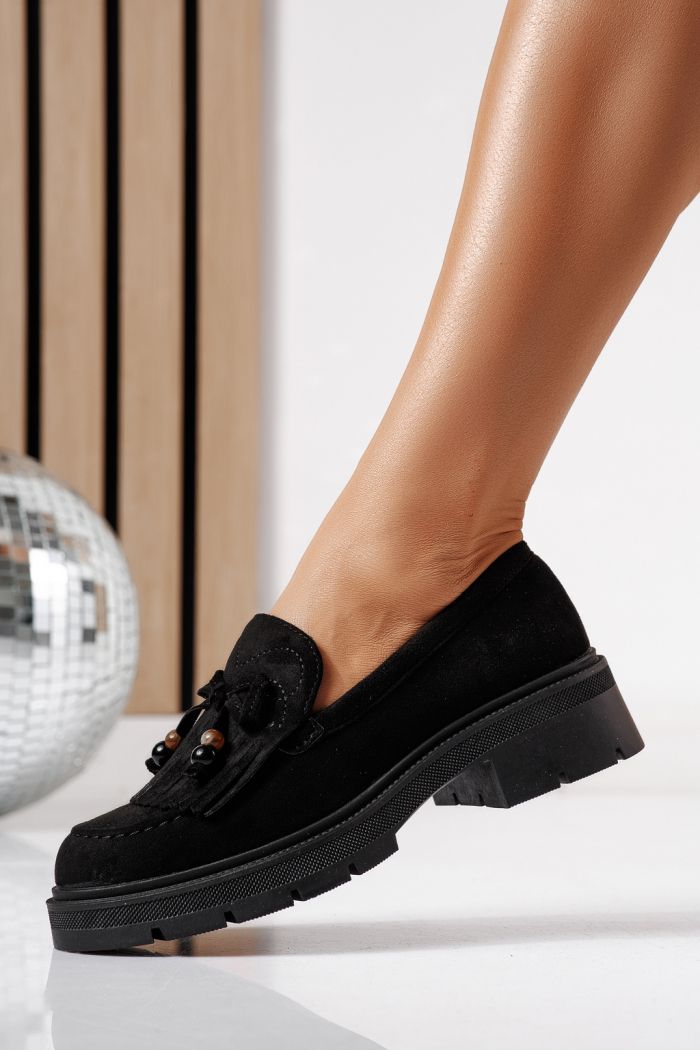 Всекидневни дамски обувки черни от обърната еко кожа Eliana #24440